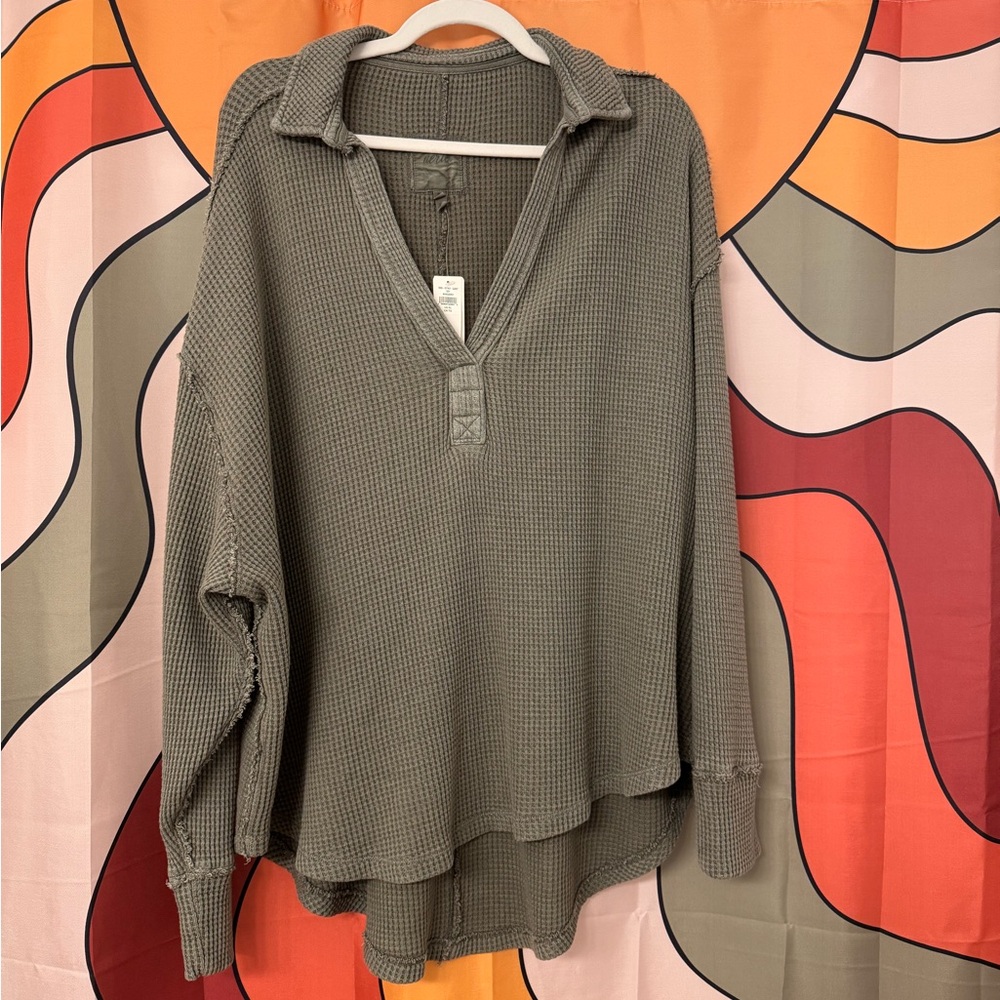 Women's Waffle Knit Top - Olive